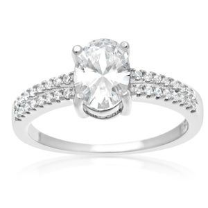 ANGELIQUE PARIS Sterling Silver Round CZ Ring sz 7